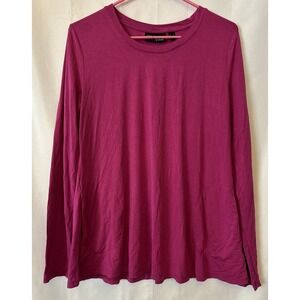 Attitudes by Renee Long Sleeve Tunic Shirt with‎ Pockets, Fuchsia Small
